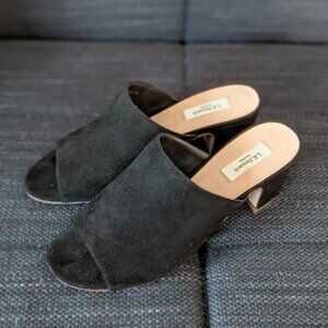L. K. Bennet Open Toe Black Suede Mules Size 35 NIB NWT